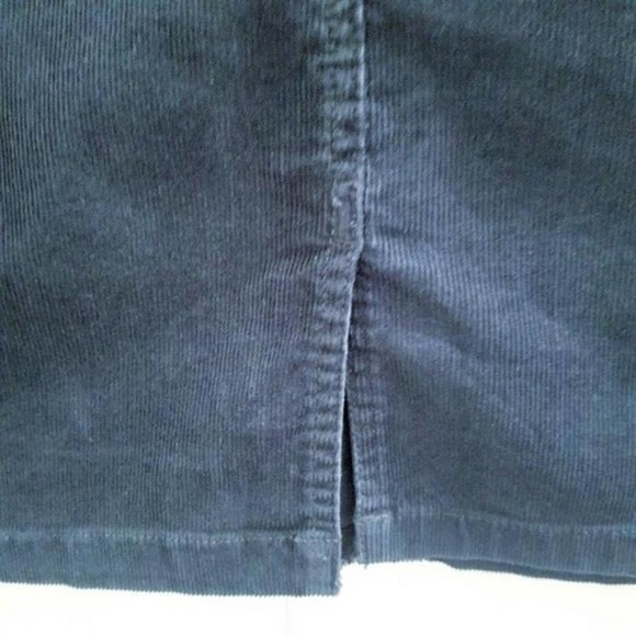 L.L Bean Navy Blue Pinwale Corduroy Utilty Knee Skirt Cotton Stretch 5 Pocket 14 - Picture 6 of 10